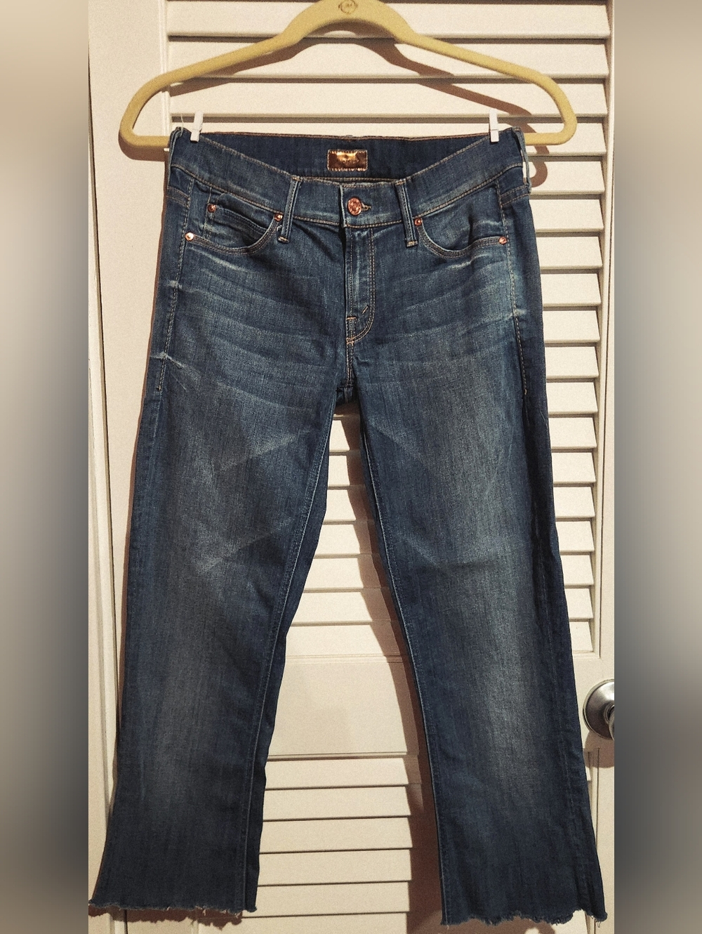 Mother Dark Blue Women's Straight-Leg Jeans. I cut Them To Fit As Ankle Jeans.